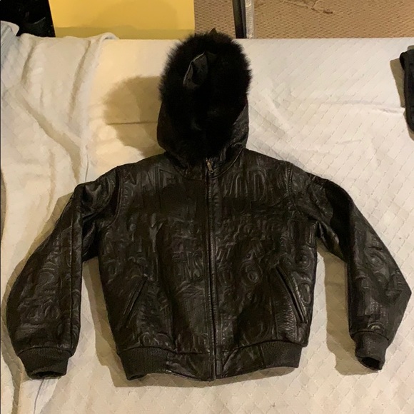 Vintage NY Inspired Leather Bomber Jacket - Picture 5 of 6